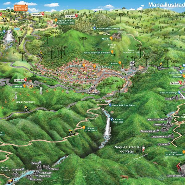 Mapa de Apiaí, Região do PETAR, Sul do Estado de São Paulo