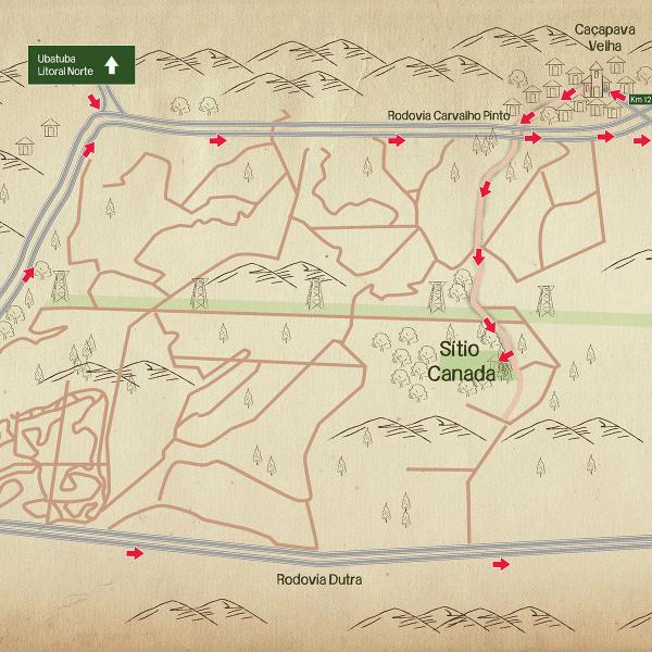 Mapa de como chegar no Canada Bike Park - Caçapava