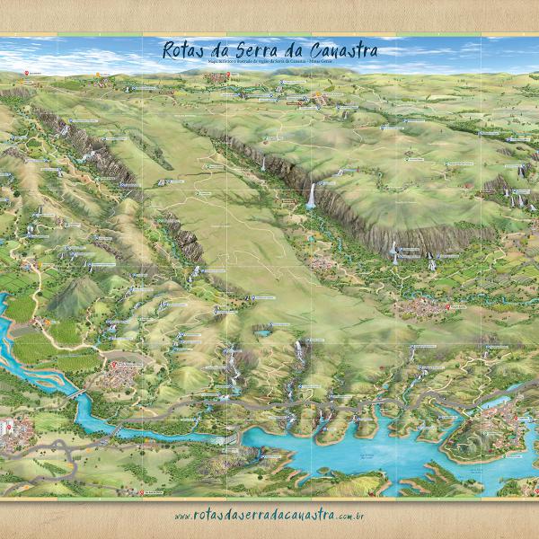 Mapa Rotas da Região da Serra da Canastra, Minas Gerais