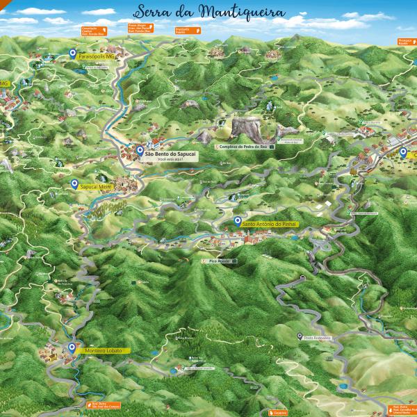 Mapa Ilustrado da Serra da Mantiqueira - Região do entorno da Pedra do Baú
